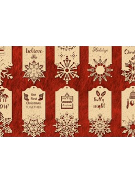 Σετ των 2 Intra απο ξύλο plywood  Χρώμα wenge 3mm-4mm πάχος - Χριστουγεννιάτικη ξύλινη ετικέτα δώρου bundle1100 Δίασταση 15x15 cm INTRAFABR-87203185