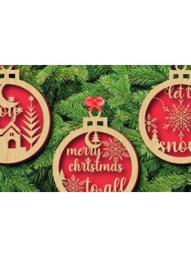 Σετ των 2 Intra απο ξύλο plywood  Χρώμα wenge 3mm-4mm πάχος - Χριστουγεννιάτικο Ξύλινο Στολίδι Bundle1050 Δίασταση 6x6 cm INTRAFABR-108111801