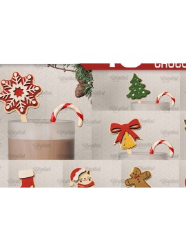 Σετ των 2 Intra απο ξύλο plywood  Χρώμα wenge 3mm-4mm πάχος - Χριστουγεννιάτικο Ξύλινο Αναδευτήρα LaserCut Πακέτο Δίασταση 15x15 cm INTRAFABR-18348133