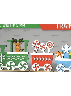 Σετ των 2 Intra απο ξύλο plywood  Χρώμα wenge 3mm-4mm πάχος - Χριστουγεννιάτικο ξύλινο τρένο με λέιζερ Δίασταση 15x15 cm INTRAFABR-71451402