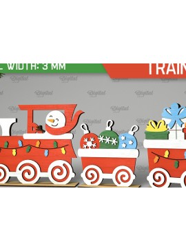 Σετ των 2 Intra απο ξύλο plywood  Χρώμα wenge 3mm-4mm πάχος - Χριστουγεννιάτικο ξύλινο τρένο με λέιζερ Δίασταση 15x15 cm INTRAFABR-35001780