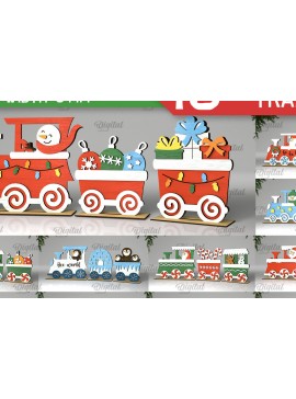 Σετ των 2 Intra απο ξύλο plywood  Χρώμα wenge 3mm-4mm πάχος - Χριστουγεννιάτικα ξύλινα τρένα με κομμένο λέιζερ Δίασταση 15x15 cm INTRAFABR-121006950