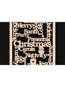 Σετ των 2 Intra απο ξύλο plywood  Χρώμα wenge 3mm-4mm πάχος - Χριστούγεννα λέξη Κολάζ λέιζερ κομμένα σημάδι Δίασταση 4x4 cm INTRAFABR-101848486