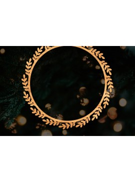 Σετ των 2 Intra απο ξύλο plywood  Χρώμα wenge 3mm-4mm πάχος - Χριστουγεννιάτικο στεφάνι τρισδιάστατο με λέιζερ Δίασταση 20x20 cm INTRAFABR-71452343