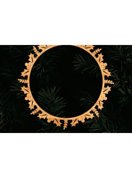 Σετ των 2 Intra απο ξύλο plywood  Χρώμα wenge 3mm-4mm πάχος - Χριστουγεννιάτικο στεφάνι τρισδιάστατο με λέιζερ Δίασταση 20x20 cm INTRAFABR-71451999