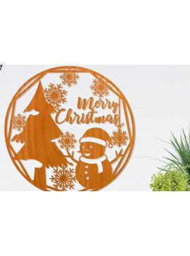 Intra απο ξύλο plywood  Χρώμα wenge 3mm-4mm πάχος - Χριστουγεννιάτικο στεφάνι 9 Δίασταση 30x20 cm INTRAFABR-52454154