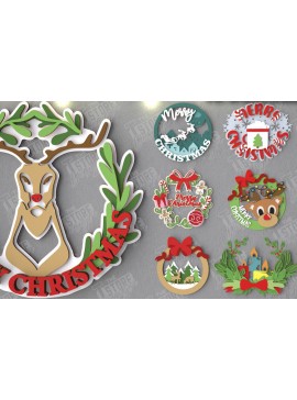 Σετ των 2 Intra απο ξύλο plywood  Χρώμα wenge 3mm-4mm πάχος - Δέσμη Χριστουγεννιάτικων Στεφανιών | Διακόσμηση βεράντας Δίασταση 15x15 cm INTRAFABR-52454271