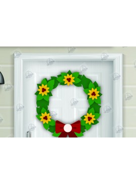 Σετ των 2 Intra απο ξύλο plywood  Χρώμα wenge 3mm-4mm πάχος - Χριστουγεννιάτικο στεφάνι Δίασταση 15x15 cm INTRAFABR-97660791