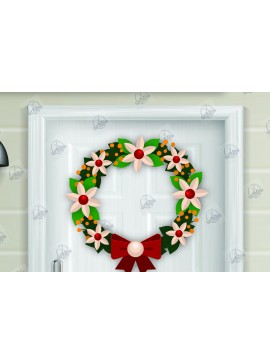 Σετ των 2 Intra απο ξύλο plywood  Χρώμα wenge 3mm-4mm πάχος - Χριστουγεννιάτικο στεφάνι Δίασταση 15x15 cm INTRAFABR-97660825