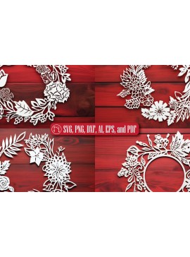 Σετ των 2 Intra απο ξύλο plywood  Χρώμα wenge 3mm-4mm πάχος - Χριστουγεννιάτικο στεφάνι στολίδι Πακέτο Δίασταση 4x4 cm INTRAFABR-97650016