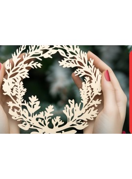 Σετ των 2 Intra απο ξύλο plywood  Χρώμα wenge 3mm-4mm πάχος - Χριστουγεννιάτικο στεφάνι στολίδι Cut Δίασταση 4x4 cm INTRAFABR-71268760