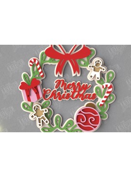 Σετ των 2 Intra απο ξύλο plywood  Χρώμα wenge 3mm-4mm πάχος - Χριστουγεννιάτικο στεφάνι | Διακόσμηση βεράντας | Αργία Δίασταση 15x15 cm INTRAFABR-52454835