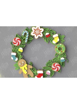 Σετ των 2 Intra απο ξύλο plywood  Χρώμα wenge 3mm-4mm πάχος - Χριστουγεννιάτικο στεφάνι | Διακόσμηση βεράντας | Αργία Δίασταση 15x15 cm INTRAFABR-52454972