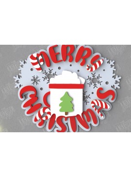 Σετ των 2 Intra απο ξύλο plywood  Χρώμα wenge 3mm-4mm πάχος - Χριστουγεννιάτικο στεφάνι | Διακόσμηση βεράντας | Αργία Δίασταση 15x15 cm INTRAFABR-52455075