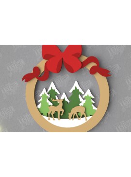 Σετ των 2 Intra απο ξύλο plywood  Χρώμα wenge 3mm-4mm πάχος - Χριστουγεννιάτικο στεφάνι | Διακόσμηση βεράντας | Αργία Δίασταση 15x15 cm INTRAFABR-71459051