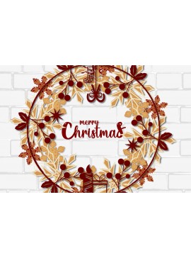 Σετ των 2 Intra απο ξύλο plywood  Χρώμα wenge 3mm-4mm πάχος - Χριστουγεννιάτικο στεφάνι Wooden Layer 800 Δίασταση 15x15 cm INTRAFABR-71458853