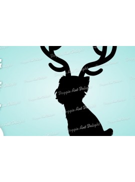 Σετ των 2 Intra απο ξύλο plywood  Χρώμα wenge 3mm-4mm πάχος - Christmas Yorkie Dog Reindeer Png Δίασταση 15x15 cm INTRAFABR-52455730