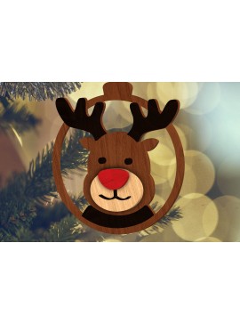 Σετ των 2 Intra απο ξύλο plywood  Χρώμα wenge 3mm-4mm πάχος - Χριστουγεννιάτικο Παιχνίδι Ελαφιών, Διακόσμηση πολλαπλών στρώσεων Δίασταση 4x4 cm INTRAFABR-52455780