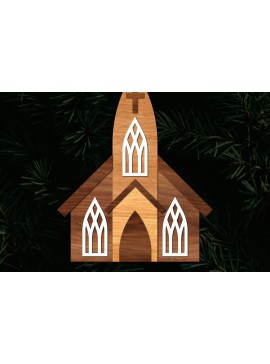 Σετ των 2 Intra απο ξύλο plywood  Χρώμα wenge 3mm-4mm πάχος - Πρότυπο κοπής με λέιζερ εκκλησίας, εκκλησία Woodcu Δίασταση 15x15 cm INTRAFABR-52456304