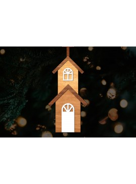 Σετ των 2 Intra απο ξύλο plywood  Χρώμα wenge 3mm-4mm πάχος - Πρότυπο κοπής με λέιζερ εκκλησίας, εκκλησία Woodcu Δίασταση 15x15 cm INTRAFABR-52456484