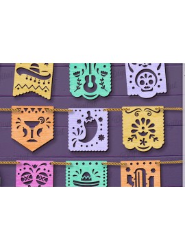 Intra απο ξύλο plywood  Χρώμα wenge 3mm-4mm πάχος - Πακέτο κοπής Laser Banners Cinco De Mayo Δίασταση 30x20 cm INTRAFABR-102982769