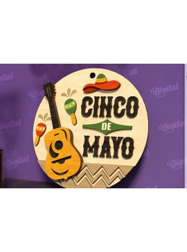 Intra απο ξύλο plywood  Χρώμα wenge 3mm-4mm πάχος - Cinco De Mayo Στρογγυλή πινακίδα κοπής με λέιζερ Δίασταση 30x20 cm INTRAFABR-102381470