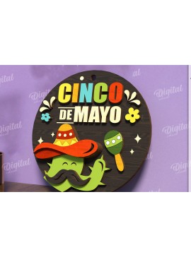 Intra απο ξύλο plywood  Χρώμα wenge 3mm-4mm πάχος - Cinco De Mayo Στρογγυλή πινακίδα κοπής με λέιζερ Δίασταση 30x20 cm INTRAFABR-75570950