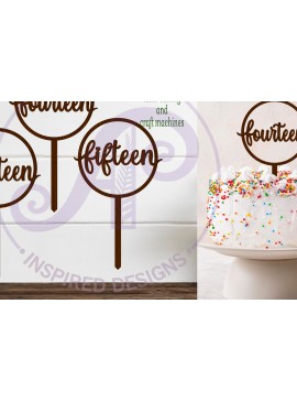 Intra απο ξύλο plywood  Χρώμα wenge 3mm-4mm πάχος - Circle Number Cake Topper 13 14 15 Δίασταση 30x20 cm INTRAFABR-96841633