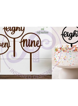 Intra απο ξύλο plywood  Χρώμα wenge 3mm-4mm πάχος - Circle Number Cake Topper 7 8 και 9 Δίασταση 30x20 cm INTRAFABR-96841645