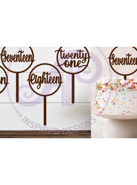 Intra απο ξύλο plywood  Χρώμα wenge 3mm-4mm πάχος - Circle Number Cake Toppers 16 17 18 21 Δίασταση 30x20 cm INTRAFABR-96841650
