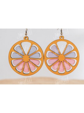 Σετ των 3 Intra απο ξύλο plywood  Χρώμα wenge 3mm-4mm πάχος - Citrus Slice Earrings Δίασταση 3x3 cm INTRAFABR-75243311