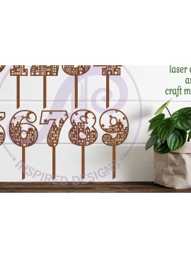 Intra απο ξύλο plywood  Χρώμα wenge 3mm-4mm πάχος - City Scene Number Cake Toppers Cut Δίασταση 30x20 cm INTRAFABR-120826853