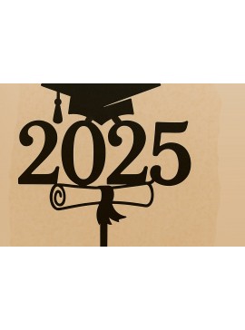 Σετ των 2 Intra απο ξύλο plywood  Χρώμα wenge 3mm-4mm πάχος - Τάξη 2025 Graduation Cake Topper Δίασταση 4x4 cm INTRAFABR-8515801