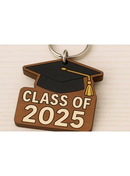 Σετ των 2 Intra απο ξύλο plywood  Χρώμα wenge 3mm-4mm πάχος - Μπρελόκ Class of 2025 Graduation Keychain Δίασταση 4x4 cm INTRAFABR-26396191