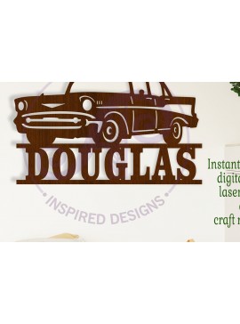 Intra απο ξύλο plywood  Χρώμα wenge 3mm-4mm πάχος - Classic Car 57 Σήμα ονόματος Δίασταση 30x20 cm INTRAFABR-75243293