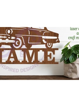 Intra απο ξύλο plywood  Χρώμα wenge 3mm-4mm πάχος - Classic Car Name Sign Design 2 Laser Δίασταση 30x20 cm INTRAFABR-89741678