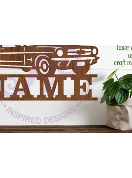 Intra απο ξύλο plywood  Χρώμα wenge 3mm-4mm πάχος - Classic Car Name Sign Design 3 Laser Δίασταση 30x20 cm INTRAFABR-100489585