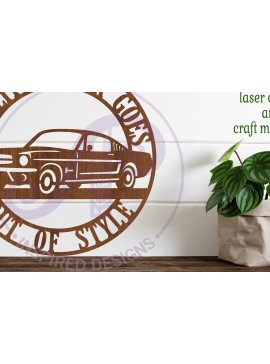 Intra απο ξύλο plywood  Χρώμα wenge 3mm-4mm πάχος - Επιτοίχια επιγραφή Classic Car Version 2, Δίασταση 40x50 cm INTRAFABR-26395015