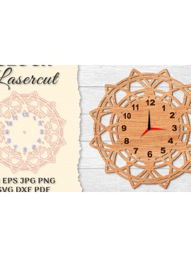 Intra απο ξύλο plywood  Χρώμα wenge 3mm-4mm πάχος - Ρολόι Mandala Lasercut Δίασταση 30x30 cm INTRAFABR-119952128