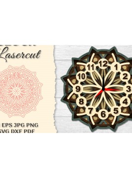 Intra απο ξύλο plywood  Χρώμα wenge 3mm-4mm πάχος - Ρολόι Mandala Lasercut Δίασταση 30x30 cm INTRAFABR-100469518