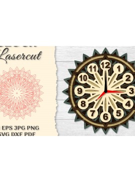 Intra απο ξύλο plywood  Χρώμα wenge 3mm-4mm πάχος - Ρολόι Mandala Lasercut Δίασταση 30x30 cm INTRAFABR-100937285
