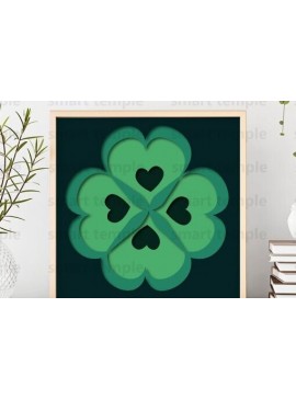 Σετ των 2 Intra απο ξύλο plywood  Χρώμα wenge 3mm-4mm πάχος - Clover 3d Shadowbox, Clover Vector Δίασταση 20x20 cm INTRAFABR-97657115