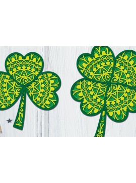 Intra απο ξύλο plywood  Χρώμα wenge 3mm-4mm πάχος - Clover Mandala 3D Layered Papercut Δίασταση 30x30 cm INTRAFABR-59087912