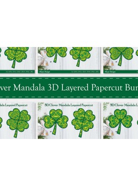 Intra απο ξύλο plywood  Χρώμα wenge 3mm-4mm πάχος - Πακέτο με χάρτινη κοπή με στρώματα Clover Mandala Δίασταση 30x30 cm INTRAFABR-66935661