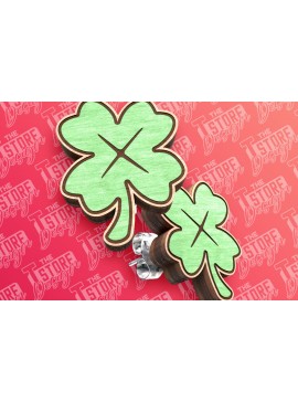 Σετ των 3 Intra απο ξύλο plywood  Χρώμα wenge 3mm-4mm πάχος - Σκουλαρίκια Clover Stud με λέιζερ Δίασταση 3x3 cm INTRAFABR-92541488