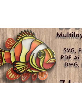 Intra απο ξύλο plywood  Χρώμα wenge 3mm-4mm πάχος - Αρχεία Clown Fish 3d Multilayer Δίασταση 91x5 cm INTRAFABR-92539532