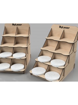 Σετ των 2 Intra απο ξύλο plywood  Χρώμα wenge 3mm-4mm πάχος - Στάση επίδειξης πάγκου σουβέρ Δίασταση 20x20 cm INTRAFABR-120098596