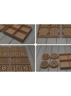 Σετ των 2 Intra απο ξύλο plywood  Χρώμα wenge 3mm-4mm πάχος - Πακέτο σχεδίασης σουβέρ 028 Δίασταση 20x20 cm INTRAFABR-105569912