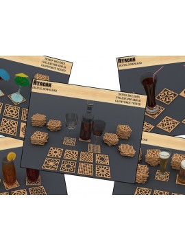 Intra απο ξύλο plywood  Χρώμα wenge 3mm-4mm πάχος - Διανυσματικά αρχεία γεωμετρικών μοτίβων σουβέρ Δίασταση 30x20 cm INTRAFABR-108803702