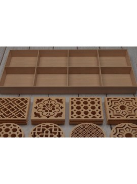 Intra απο ξύλο plywood  Χρώμα wenge 3mm-4mm πάχος - Σετ σουβέρ και κουτί με διαχωριστικά Δίασταση 30x20 cm INTRAFABR-30926362